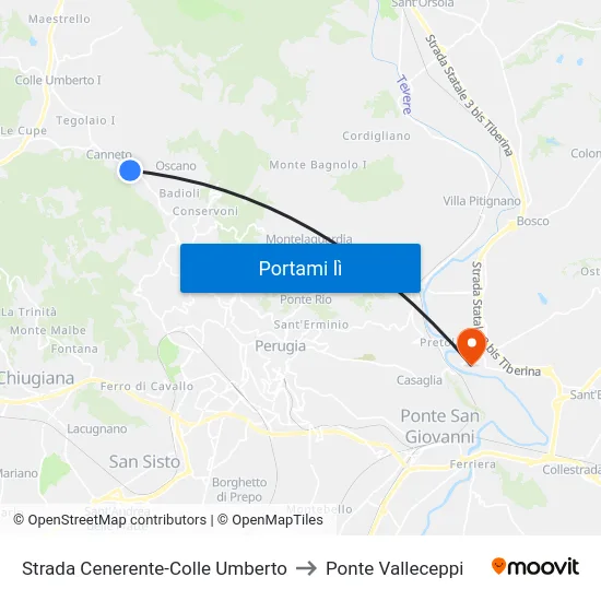 Strada Cenerente-Colle Umberto to Ponte Valleceppi map