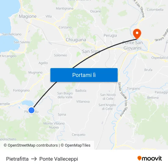 Pietrafitta to Ponte Valleceppi map