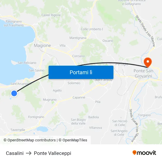 Casalini to Ponte Valleceppi map