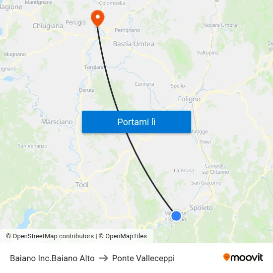 Baiano Inc.Baiano Alto to Ponte Valleceppi map