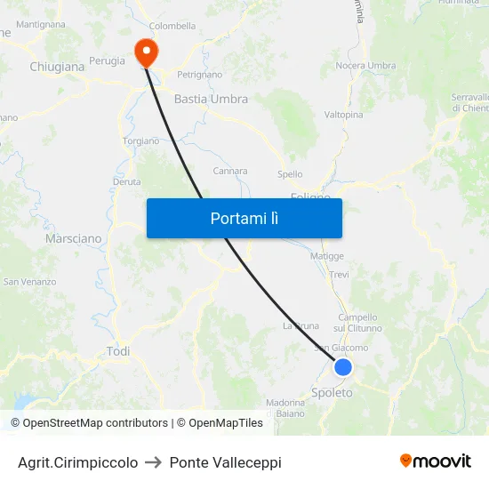 Agrit.Cirimpiccolo to Ponte Valleceppi map