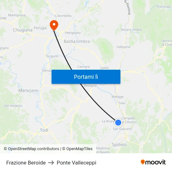 Frazione Beroide to Ponte Valleceppi map