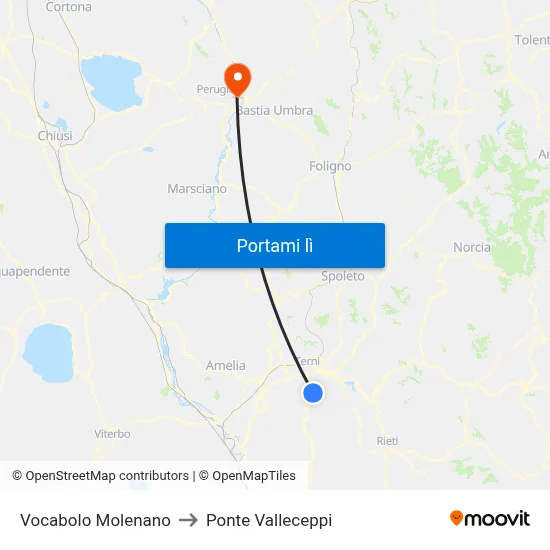 Vocabolo Molenano to Ponte Valleceppi map