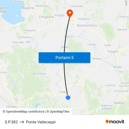 S.P.382 to Ponte Valleceppi map