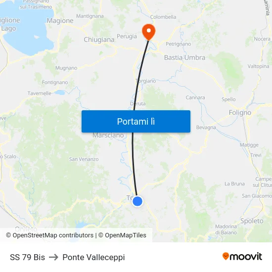 SS 79 Bis to Ponte Valleceppi map