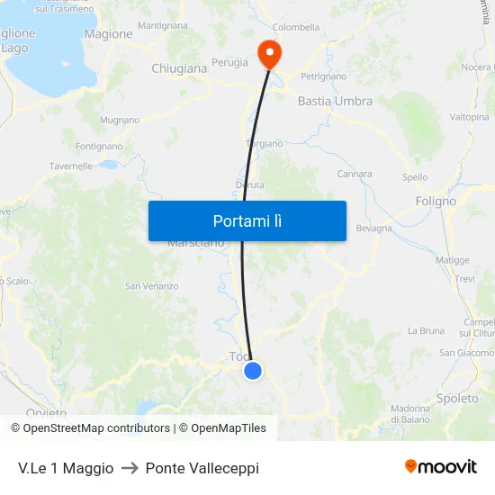 V.Le 1 Maggio to Ponte Valleceppi map