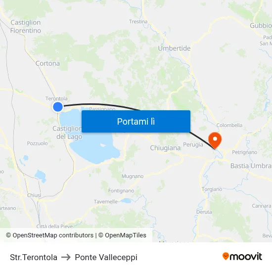 Str.Terontola to Ponte Valleceppi map