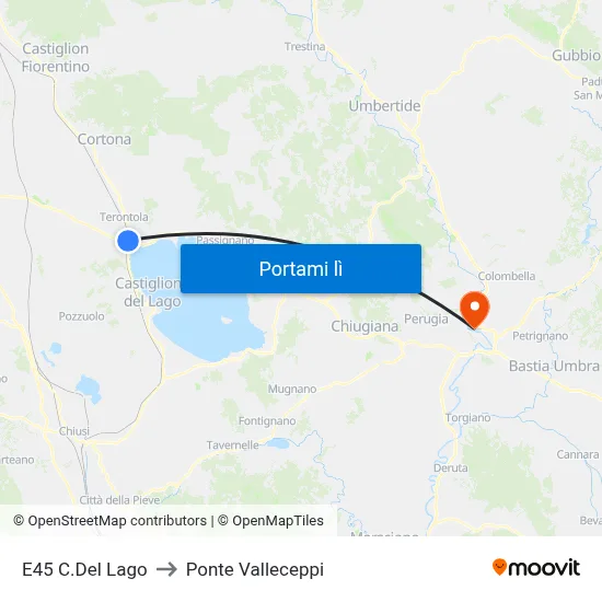 E45 C.Del Lago to Ponte Valleceppi map