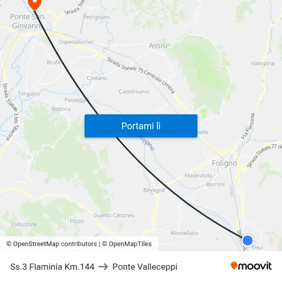 Ss.3 Flaminia Km.144 to Ponte Valleceppi map