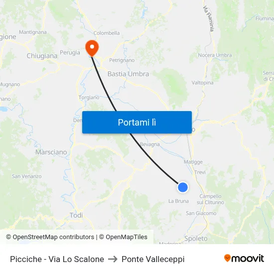 Picciche - Via Lo Scalone to Ponte Valleceppi map