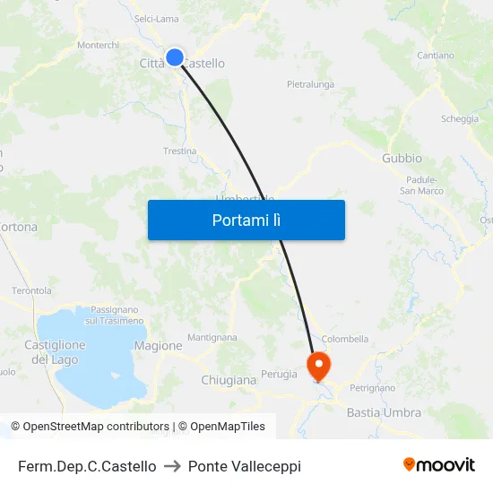 Ferm.Dep.C.Castello to Ponte Valleceppi map