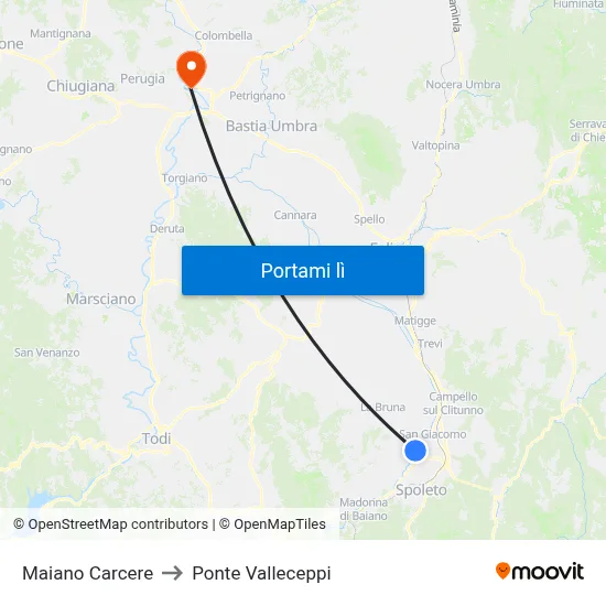 Maiano Carcere to Ponte Valleceppi map