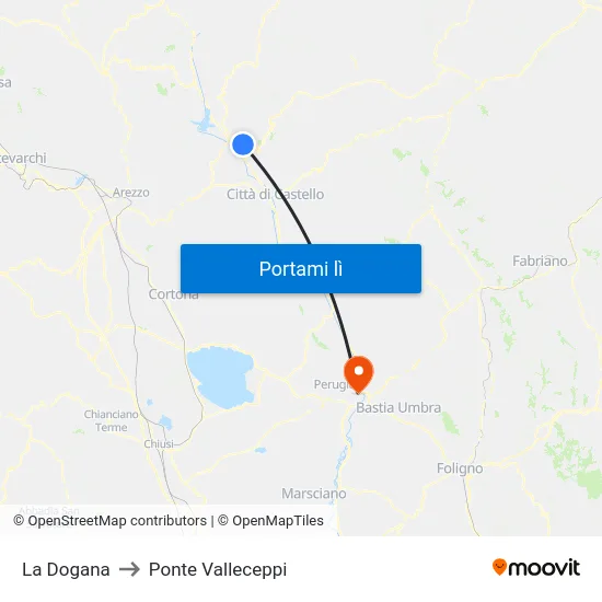 La Dogana to Ponte Valleceppi map