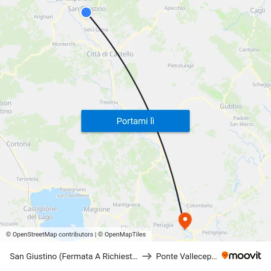 San Giustino (Fermata A Richiesta) to Ponte Valleceppi map