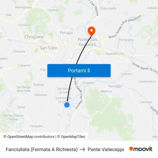 Fanciullata (Fermata A Richiesta) to Ponte Valleceppi map