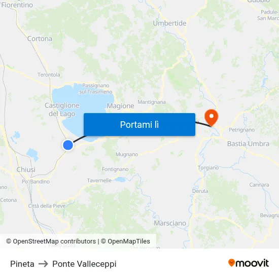 Pineta to Ponte Valleceppi map