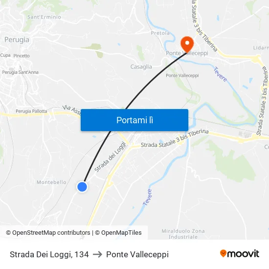 Strada Dei Loggi, 134 to Ponte Valleceppi map