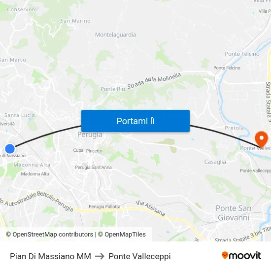 Pian Di Massiano M​M to Ponte Valleceppi map