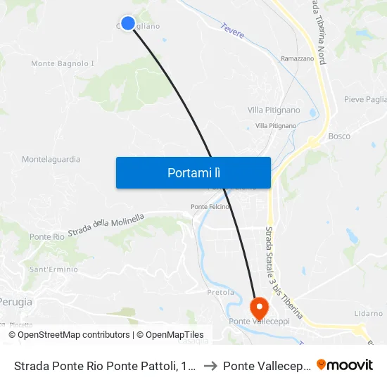 Strada Ponte Rio Ponte Pattoli, 106 to Ponte Valleceppi map