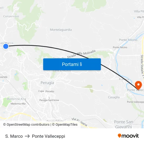 S. Marco to Ponte Valleceppi map