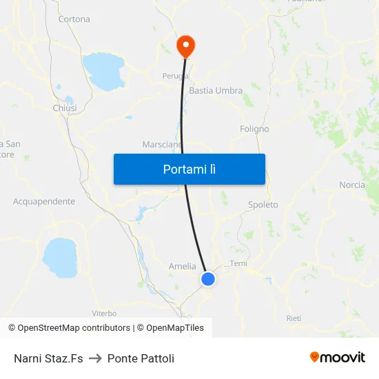 Narni Staz.Fs to Ponte Pattoli map