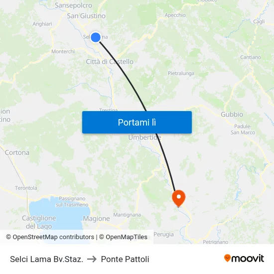 Selci Lama Bv.Staz. to Ponte Pattoli map