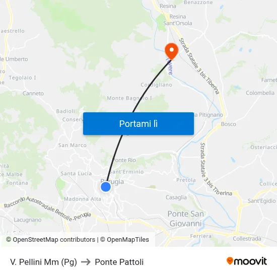 V. Pellini Mm (Pg) to Ponte Pattoli map