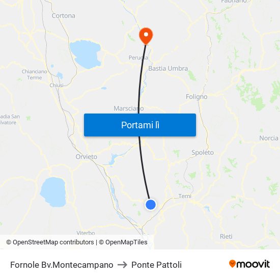 Fornole Bv.Montecampano to Ponte Pattoli map