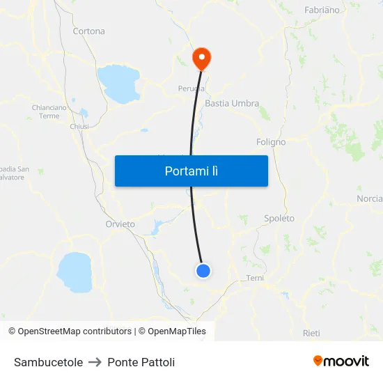 Sambucetole to Ponte Pattoli map