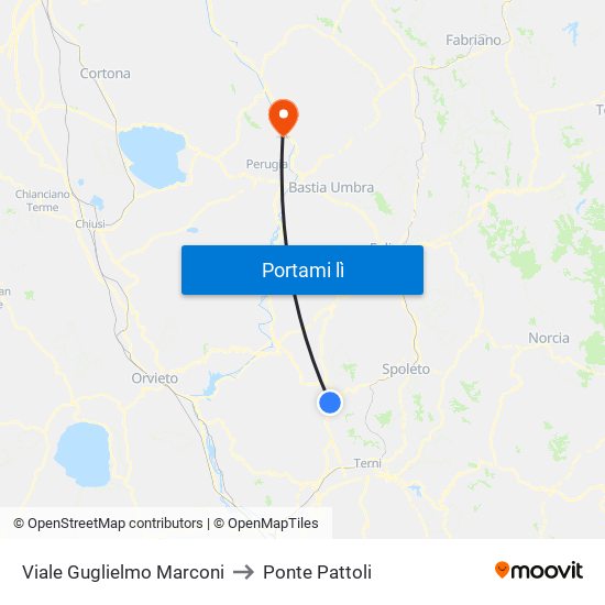 Viale Guglielmo Marconi to Ponte Pattoli map