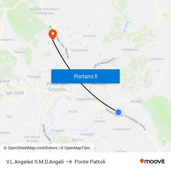 V.L.Angeles S.M.D.Angeli to Ponte Pattoli map