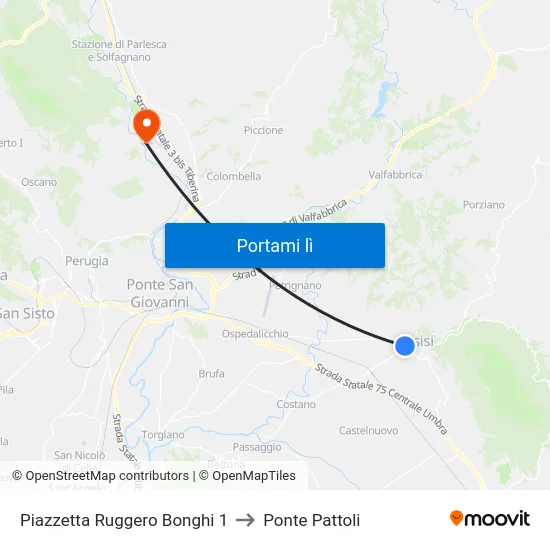 Piazzetta Ruggero Bonghi 1 to Ponte Pattoli map