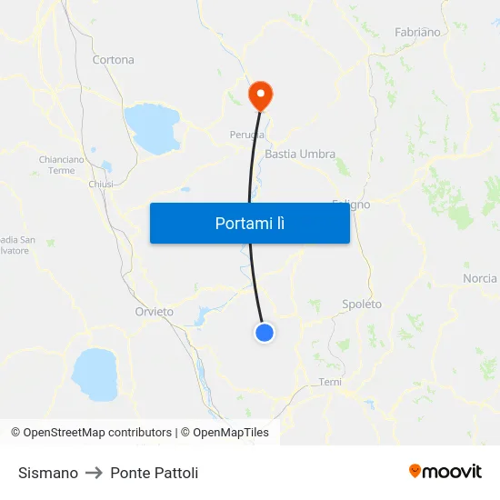 Sismano to Ponte Pattoli map