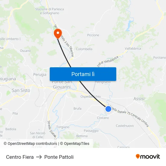 Centro Fiera to Ponte Pattoli map