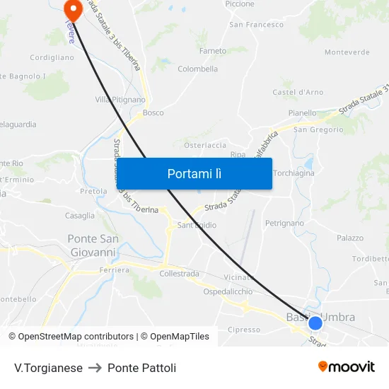 V.Torgianese to Ponte Pattoli map