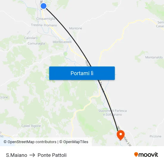 S.Maiano to Ponte Pattoli map