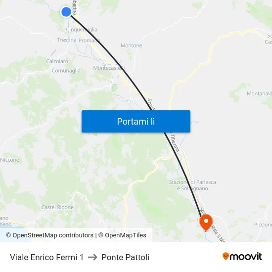 Viale Enrico Fermi 1 to Ponte Pattoli map