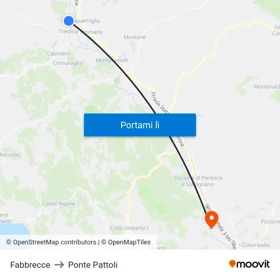 Fabbrecce to Ponte Pattoli map