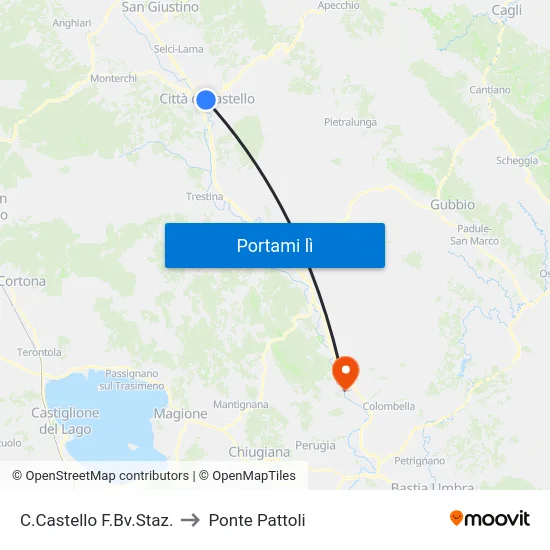 C.Castello F.Bv.Staz. to Ponte Pattoli map