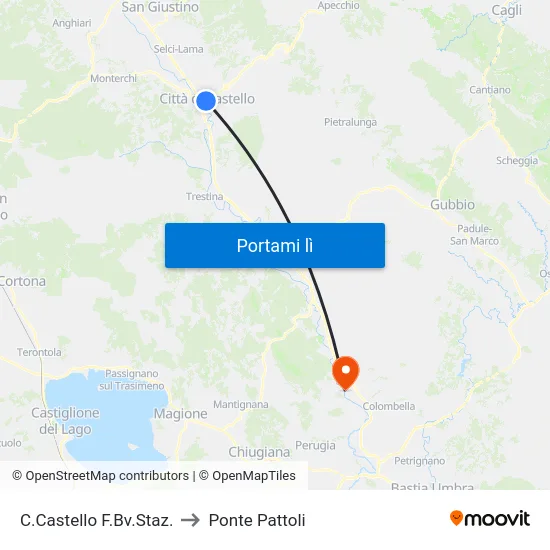 C.Castello F.Bv.Staz. to Ponte Pattoli map