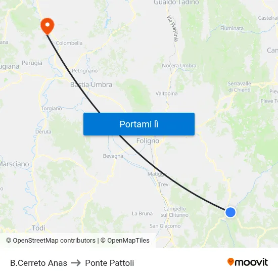 B.Cerreto Anas to Ponte Pattoli map