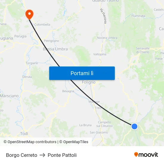Borgo Cerreto to Ponte Pattoli map