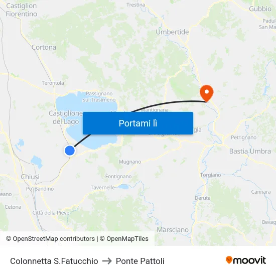 Colonnetta S.Fatucchio to Ponte Pattoli map