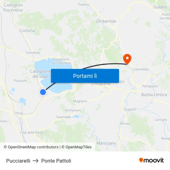 Pucciarelli to Ponte Pattoli map
