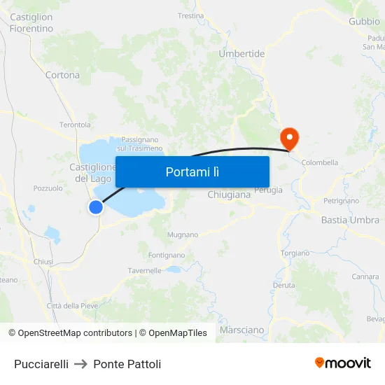 Pucciarelli to Ponte Pattoli map