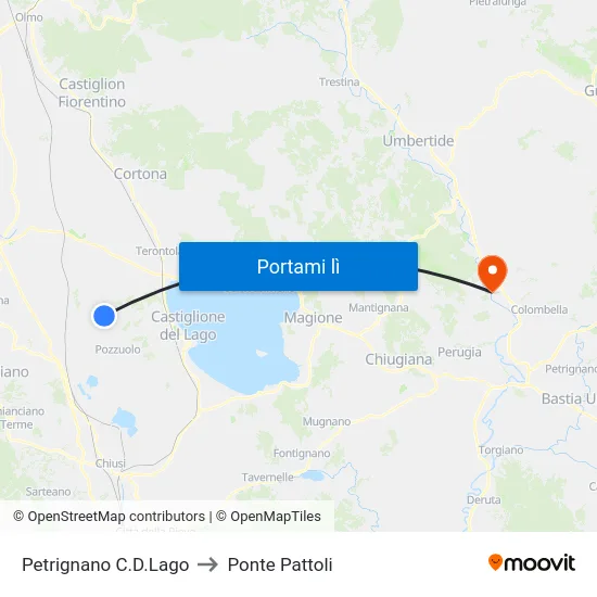 Petrignano C.D.Lago to Ponte Pattoli map