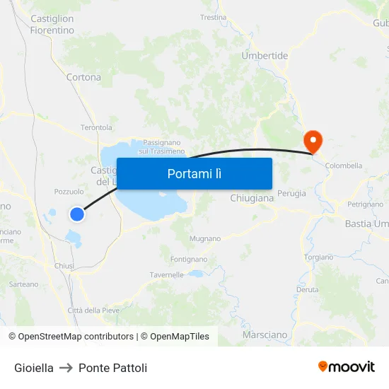 Gioiella to Ponte Pattoli map
