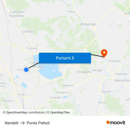 Nardelli to Ponte Pattoli map