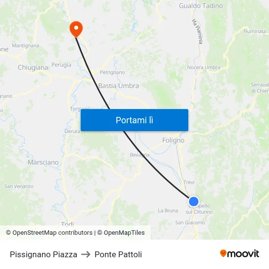 Pissignano Piazza to Ponte Pattoli map