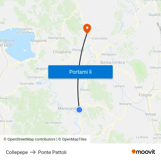 Collepepe to Ponte Pattoli map